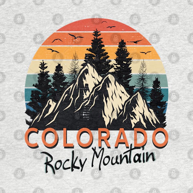 Colorado Tee - Retro Vintage Mountains Nature Hiking T-Shirt by Meryarts